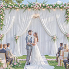 20x10ft White Backdrop Curtains for Parties Wedding Photo Wrinkle Free White Drapes Backdrop Polyester Photoshoot Back Drop for Baby Shower Birthday Party Photography Background 4 Panels 5x10FT - Image 4