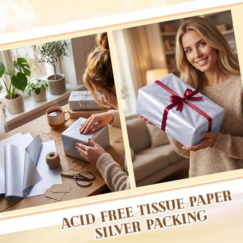 500 Sheets Silver Tissue Paper Bulk 15 x 20 Inch for Rosh Hashanah Gifts - Image 6