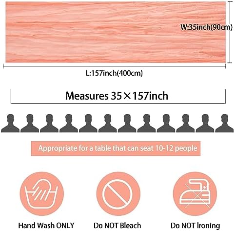 35x157 Inch Peach Coral Cheesecloth Table Runner Boho Wedding Party Decor - Image 2