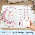 Personalized Baby Milestone Blanket for Boys Girls Baby Month Blanket- First Year Calendar Monthly Growth Chart - Pink Print Halloween Birthday Gifts for Infant Todder(FixedSize) - Image 2