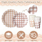 Yaomiao 168 Pcs Gingham Party Supplies Gingham Plates and Napkins Serves 24 - Image 3