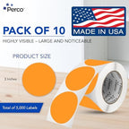 Perco Neon Orange Perforated Round Circle Dot Sticker 3-Inch Labels — 10 Rolls, 5,000 Stickers - Sale, Clearance & Limited-Time Offer Signage, High Visibility - Made in USA - Image 2