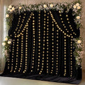 30 x 10ft Black Backdrop Curtains with Lights String for Party by PartyTalk