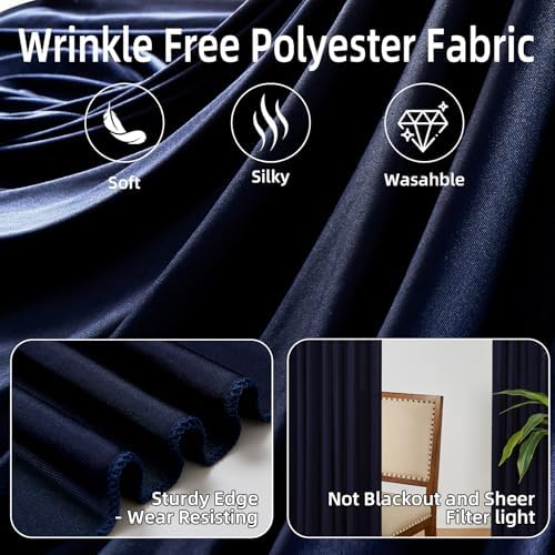 10ft x 9ft Navy Blue Backdrop Curtains for Parties Weddings, Wrinkle Free Silky Polyester Fabric Photo Backdrop Drapes, 2 Panels 5X 10 ft Navy Backfrounds Cloth for Birthday Graduation Photography - Image 3
