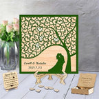 Personalized Tree of Life Wedding Guestbook Alternative with Wooden Heart Sign Custom Famliy Tree Wedding Drop Top Frame Rustic Wedding Decorations for Reception,C-Family Tree Guestbook-4 by Smallduuck