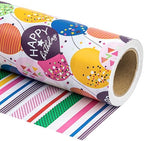 WRAPAHOLIC 30 Inch Jumbo Reversible Birthday Wrapping Paper - 30 Inch x 100 Feet Jumbo Roll - Colorful Balloon with Confetti Design for Birthday, Baby Shower by WRAPAHOLIC