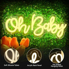 Oh Baby Neon Sign for Wall Decor, USB Powered Light Up Sign for Baby Shower - Image 6