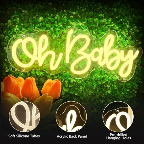 Oh Baby Neon Sign for Wall Decor, USB Powered Light Up Sign for Baby Shower - Image 6