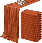 YMHPRIDE 12 Pack Cheesecloth Table Runner 35x120in Terracotta Table Runner by YMHPRIDE