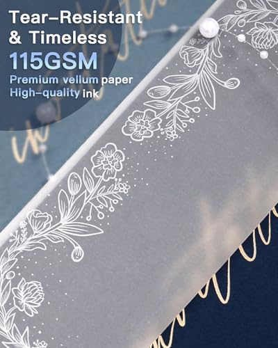 Vellum Paper 5x7 Pre-Folded White Floral Garland, Vellum Jackets 100 Pcs - Image 5