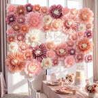 Giegxin 44 Pcs Multiple Sizes Boho Giant Paper Flowers for Wall Decor by Giegxin