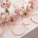 bUCLA 200PCS Pink Plastic Plates - Heavy Duty Pink Disposable with Gold Rim - Include 100 Each (10 inch Dinner & 7 inch Dessert) Plates, Ideal for Party & Wedding - Image 7