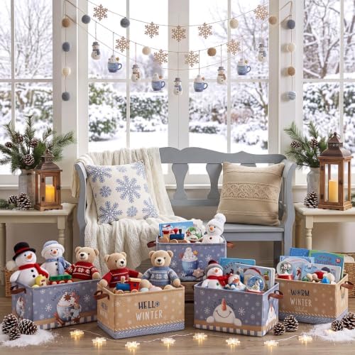 CHENGU 6 Pack Winter Storage Bin Collapsible Winter Christmas Basket - Image 4