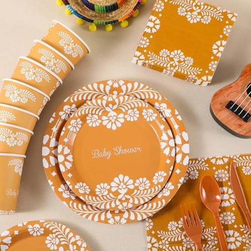 Mimorou 250 Pcs Mexican Baby Shower Supplies Cielito Lindo Decoration Platos De Barro Mexicanos Clay Plates Terracotta Pottery Paper Cups Napkins Forks for Mexican Birthday Wedding Party Decorations - Image 4