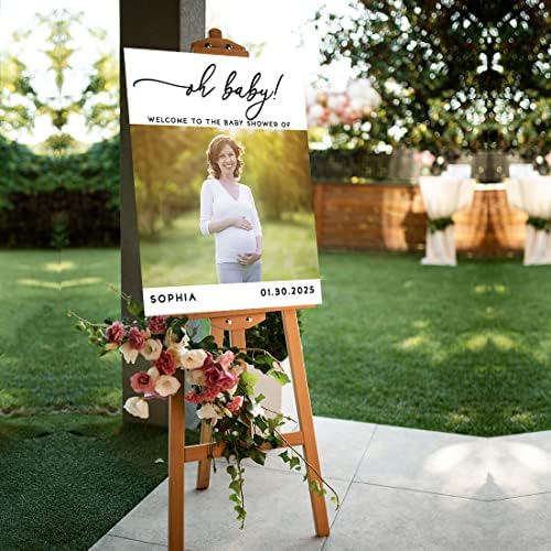 Andaz Press 16"x20" Personalized Canvas Baby Shower Welcome Sign, Custom Photo Oh Baby Gender Neutral Large Welcome Baby Shower Sign for Easel Stand, Baby Shower Decorations - Image 4
