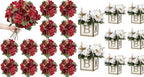 12 Bundles Peonies Artificial Flowers & Pack of 8 Baby Shower Centerpieces for Tables by SEKNHOP