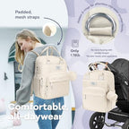 RUVALINO Baby Diaper Bag Backpack with Changing Pad, Waterproof, Beige - Image 5