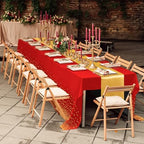 Breling 24 Pack Red and Gold Disposable Tablecloths and Table Runner Set - Image 6
