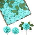 Artificial Flowers Realistic Roses, Real Looking Fake Roses with Stem for DIY Wedding Bouquets Centerpieces Bridal Shower Party Home Romantic Decorations (Turquoise, 100pcs) by BringmoreJoyinyourlife