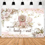 Boho We Can Bearly Wait Backdrop Girl's Baby Shower Party Background 10x8ft Pink Floral Bohemian Pampas Grass Bear Girls Baby Shower Photography Background Newborn Baby Portrait Photo Backdrop - Image 4