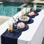 20 Pack Navy Blue 17 x 108 Inch Cheesecloth Table Runner - Boho Gauze Sheer Fabric for Wedding Baby Shower Party Home Decor - Image 3