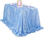 QueenDream Baby Blue Party Tablecloth Decoration: Rectangle Shimmer Mermaid Tablecloth 90x90 Inch Sequin Cloth Frozen Birthday Decorations - Image 4