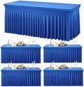 Spandex Tablecloth 6FT Rectangle Table Cover 4 Pcs Royal Blue Wrinkle-Free by Outpain
