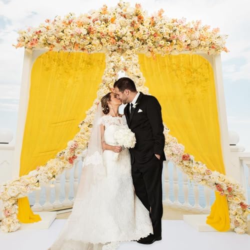 10 x 7 Feet Yellow Backdrop Curtain for Partie, Background Curtains for Photoshoot, Birthday, Wedding, Halloween, Thanksgiving, Christmas Day, New Year Party Decorations 5Ft x 7Ft, 2 Panels - Image 6