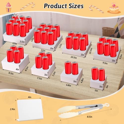 Billbotk 8 Pieces Large Buffet Risers with Label Stands, Serving Tong and Markers for Party, Display Stands for Jewelry Display, Home Display, Table décor(12"/11"/ 10.5" /9.5"/ 8.5" /7.5" 6.8"/ 5") - Image 3