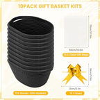 10PACK Black Baskets for Gifts Empty, 12"x 8"x 5" Woven Gift Baskets with Gift Bags and Bows, Empty Gift Baskets for Christmas, Baby Gift Basket for Nursery, Shelf Small Storage Basket with Handles - Image 2
