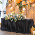 Black Tablecloth for 8 Foot Rectangle Tables, Ruffle Tulle Table Skirt for Rectangle Table 8ft Tables Cover Fitted Banquet Birthday Party Wedding Tablecloth Elastic Stretch by LittleFunny