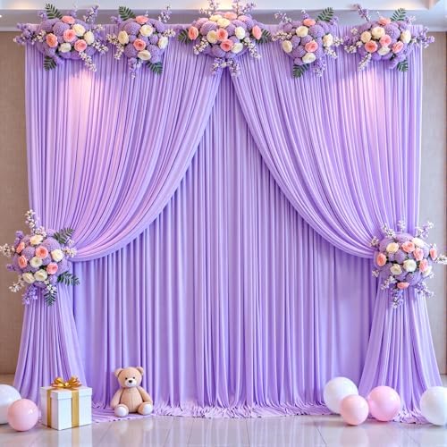 40ft x 12ft Lavender Backdrop Curtains Wrinkle Free Backdrop Curtain for Wedding Parties Lilac Fabric Backdrops Drapes Back Drop Cloth Bridal Shower Stage Curtains Wedding Decorations for Reception - Image 4