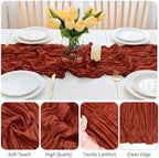 16 Pack Terracotta Cheesecloth Table Runner 21.5 x 120 Inches Boho Gauze Table Runners 10FT Long Cheese Cloth Table Runner for Bridal Shower Baby Shower Birthday Party Wedding Decor - Image 4