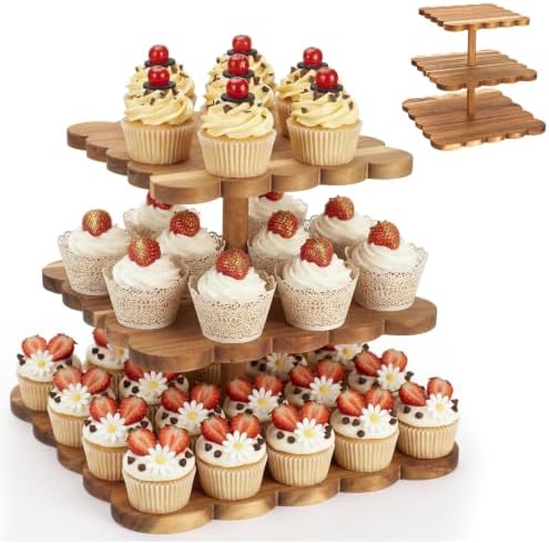 Novabright 3 Tier Scalloped Cupcake Stand for Wedding Birthday, Square by Unknown