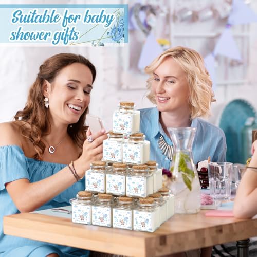 Reallnaive 24 Sets Bear Baby Shower Candle Favors for Guests Including 1.5 oz Unscented Jar Candles with Thank Tags and Return Gift Bags for Boy Girl Baby Shower Neutral Gender Reveal Party (Blue) - Image 3
