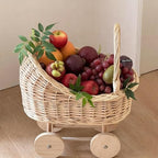 Woven Rattan Stroller Shaped Flower Basket, Vintage Wicker Baby Carriage Planter for Floral Arrangements, Baby Shower Wedding Party Decor Centerpieces for Tables, Floral Rustic Home Decor (Small) - Image 6