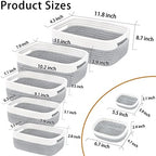 7 Piece Cotton Rope Woven Basket Set - Small Basket for Baby Nursery, Pets, Montessori, Dog & Cat Toy Boxes, Bathroom Organization Bins (White/Gray) - Image 2