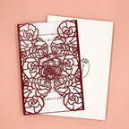 FOMTOR Laser Cut Wedding Invitation Set with Envelopes & Inserts & Seals – Perfect for Weddings, Bridal Showers, Engagements & Anniversary Celebrations - Red, 40pcs - Image 3