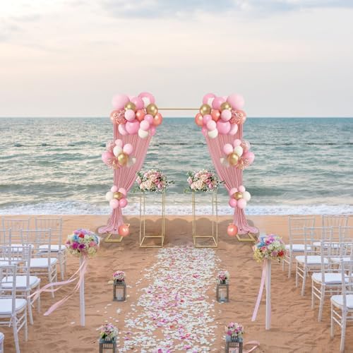 6.6Ftx6.6Ft Gold Wedding Arch Backdrop Stand Metal Square Wedding Arch Frame with 2pcs Flower Stand, Garden Balloon Photo Booth Decor for Ceremony Party Birthday Bridal Anniversary Arbor(6.6ftx 6.6ft+2pcs stand) - Image 2