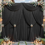 32ftx10ft Wrinkle Free Black Backdrop Curtain - 10 Feet Photography Backdrop Drapes, Silky Polyester Back Drop Cloth for Wedding Baby Shower Balloon Arch Background - Image 2