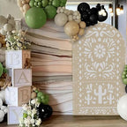Withu Mexico Beige Arch Backdrop Cover for Baby Shower Mexican Talavera Fiesta Wedding Bridal Shower Baptism Birthday Party Arched Wall Decoration Doubleside Banner Background 3.3x6.5ft - Image 4
