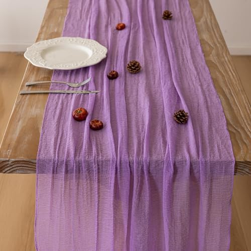 6Pcs Lilac Cheesecloth Table Runner 120 Inches for Party Home Decor - Image 4