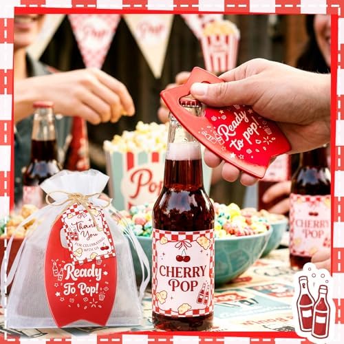 Domensi 50 Set She's Ready to Pop Bottle Openers, Baby Shower Favors for Guests, Retro Soda Bottle Opener Return Gifts with Organza Bags and Thank You Tags for Baby Shower Decorations - Image 5