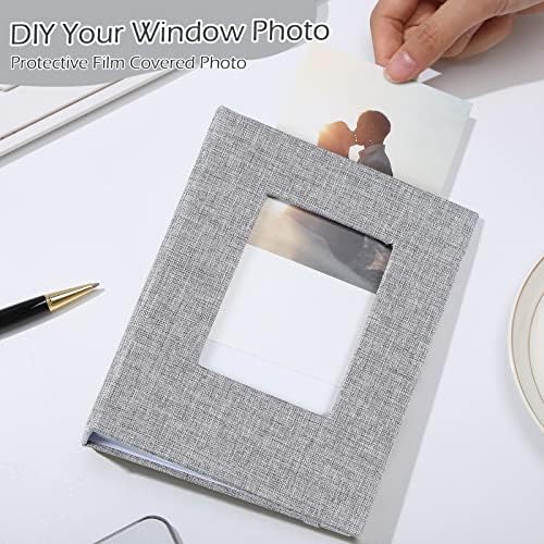 Tinlade 10 Pieces Small Photo Album 4 x 6 Inch Picture Album 26 Clear Pages Hold 52 Pictures Linen Cover Photo Book with Front Window(Gray) - Image 5
