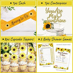 207 PC Sunflower Baby Shower Decorations for Girl or Boy Kit – Welcome Baby Pre-Strung Banners, Flower Vine, Guestbook, Sash, Daddy Pin Yellow Balloons Cake Toppers Fans Lantern Games & Favor Stickers - Image 6