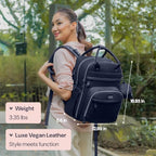 BabbleRoo Leather Diaper Bag Backpack - Baby Essentials Travel Baby Bag, Multi function, with Changing Pad, Stroller Straps & Pacifier Case – Unisex, Midnight Blue - Image 3