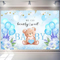We Can Bearly Wait Backdrop 10 x 8 ft Blue Boho Baby Shower Background by Unknown