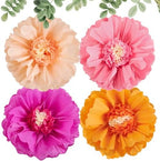 SUNBEAUTY 20inch Giant Hot Pink Orange Tissue Paper Flowers - 4 PCS Large Crepe Tissue Fiesta Flowers Spring Summer DIY Craft for Birthday Wedding Backdrop Bridal Baby Shower Nursery Wall Decorations - Image 5