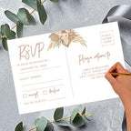 Andaz Press 56-Pack Personalized RSVP Postcards for Wedding Boho Dried Palm Leaves Cardstock Response Reply Cards for Bridal Shower Baby Shower Birthday Event Custom Date and Return Address 4 x 6-Inch - Image 2