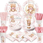450 Pcs Tableware Set, Serve 50, Pink, Bear Baby Shower by Unknown